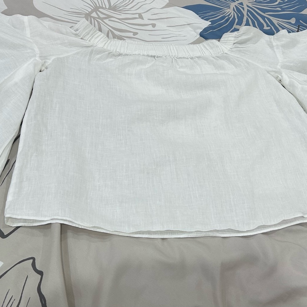 💰PRICE ⬇️ 
ZARA WOMAN • White linen Large Sleeve Blouse • sz Large - Picture 11 of 11